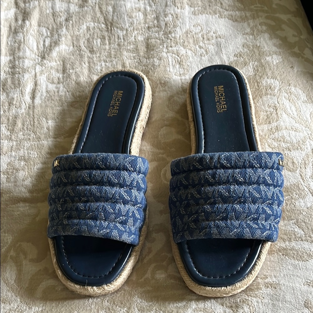 Michael Kors Denim Blue Slide Sandals